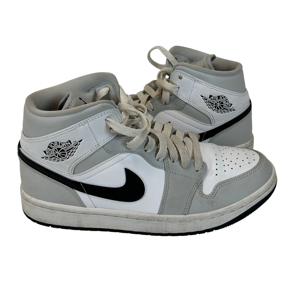 Nike Air Jordan 1 Mid Womens 8.5 Grey Fog Black White BQ6472-015 Sneakers